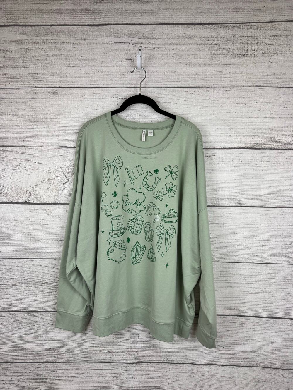 Cato Plus Size Green St. Patricks Day Graphic Sweatshirt Size 22/24W